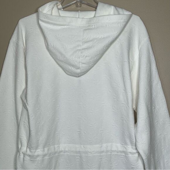 J. Valdi Palm Resort Wear White Full Zip Hooded Cinched Waist Tunic Swim Cover - Picture 9 of 16